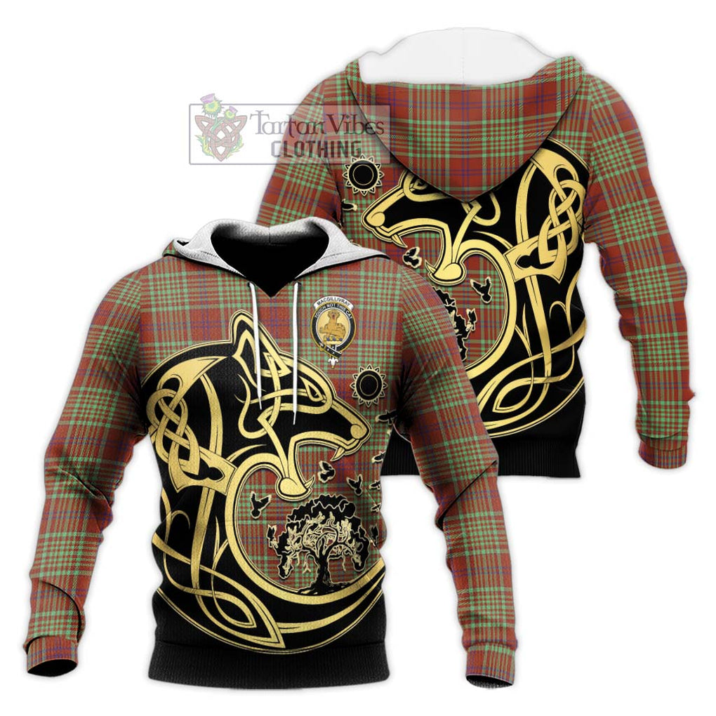 MacGillivray Hunting Ancient Tartan Knitted Hoodie with Family Crest Celtic Wolf Style Unisex Knitted Pullover Hoodie - Tartan Vibes Clothing