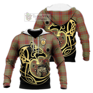 MacGillivray Hunting Ancient Tartan Knitted Hoodie with Family Crest Celtic Wolf Style