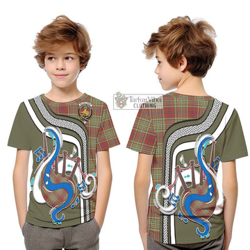 MacGillivray Hunting Ancient Tartan Kid T-Shirt with Epic Bagpipe Style