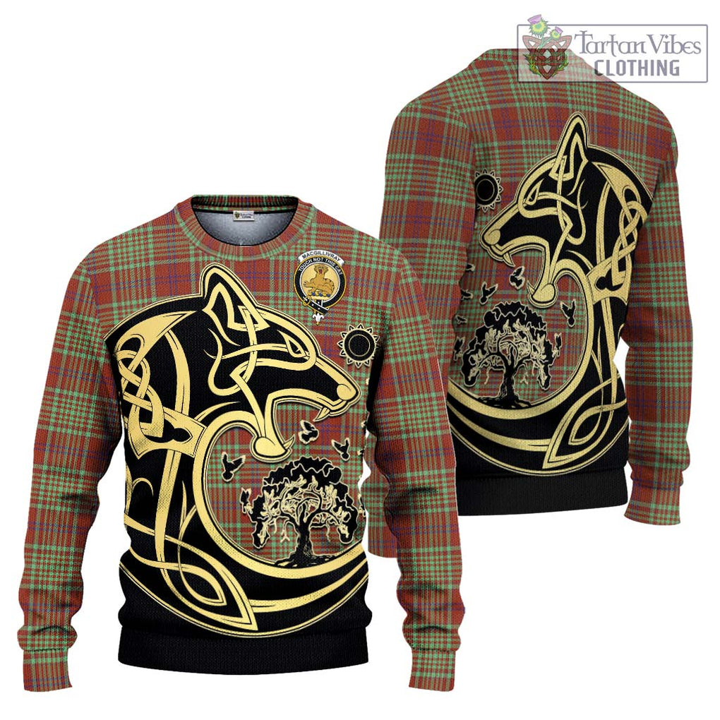 MacGillivray Hunting Ancient Tartan Knitted Sweater with Family Crest Celtic Wolf Style Unisex - Tartan Vibes Clothing