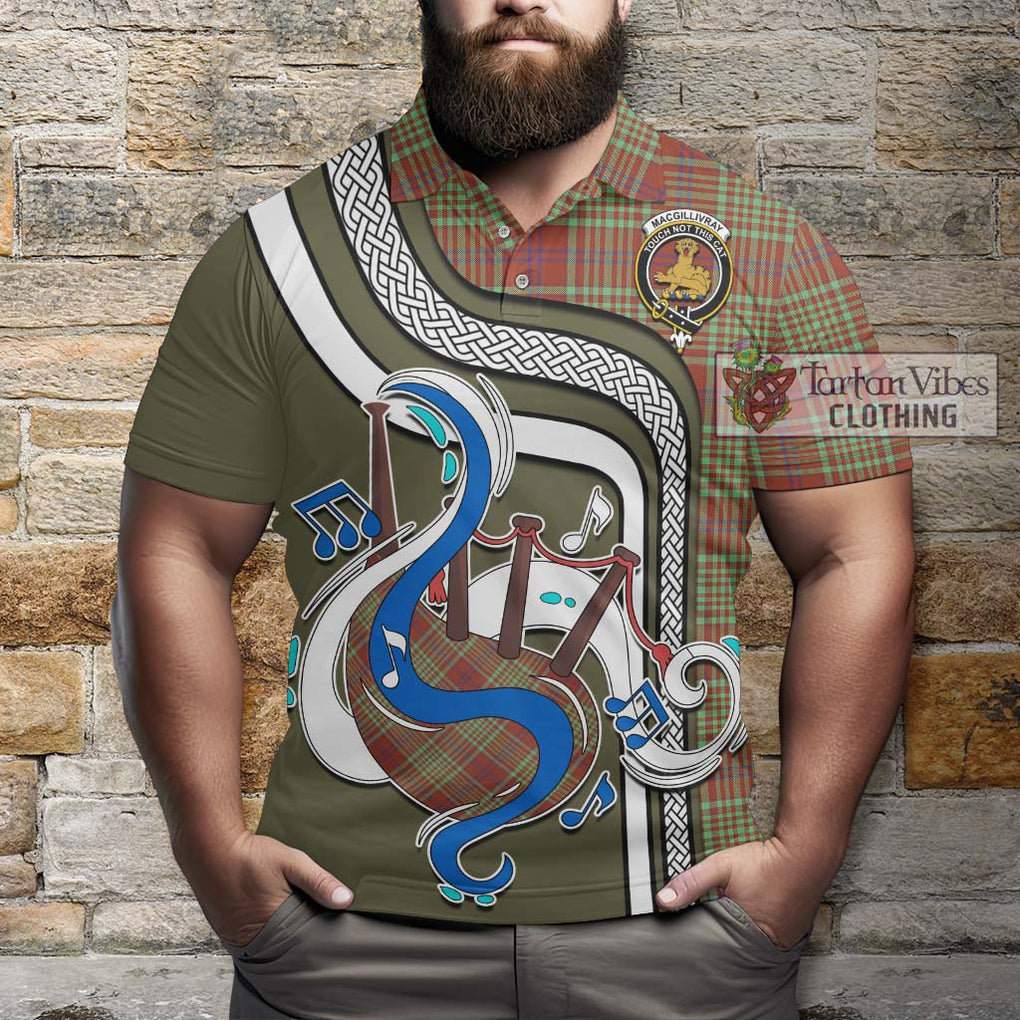 Tartan Vibes Clothing MacGillivray Hunting Ancient Tartan Polo Shirt with Epic Bagpipe Style