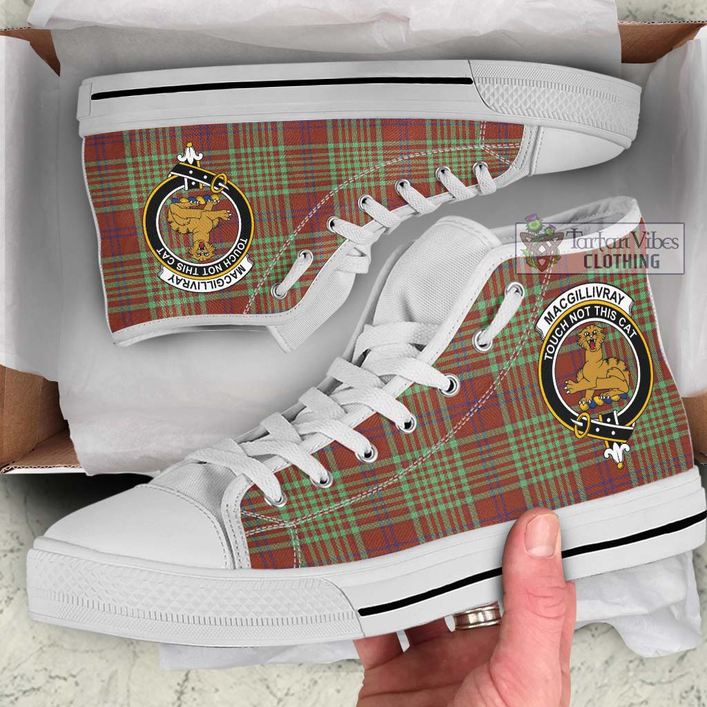 Tartan Vibes Clothing MacGillivray Hunting Ancient Tartan High Top Shoes with Family Crest