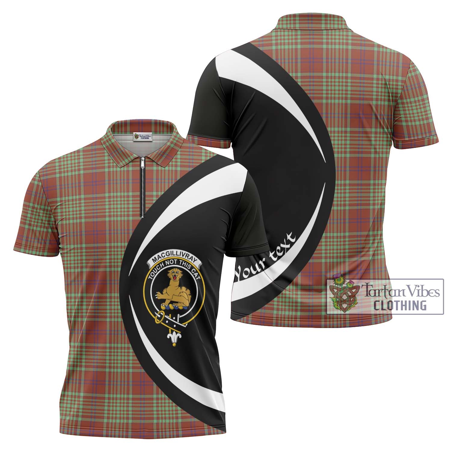 Tartan Vibes Clothing MacGillivray Hunting Ancient Tartan Zipper Polo Shirt with Family Crest Circle Style