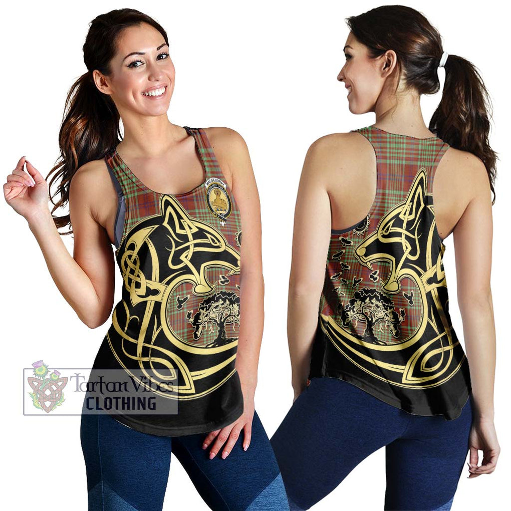 MacGillivray Hunting Ancient Tartan Women's Racerback Tanks with Family Crest Celtic Wolf Style 4XL - Tartan Vibes Clothing