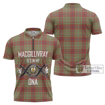 MacGillivray Hunting Ancient Tartan Zipper Polo Shirt with Family Crest DNA In Me Style