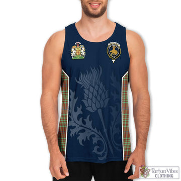 MacGillivray Hunting Ancient Tartan Men's Tanks Top with Family Crest and Scottish Thistle Vibes Sport Style