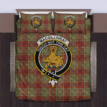 MacGillivray Hunting Ancient Tartan Quilt Bed Set with Family Crest