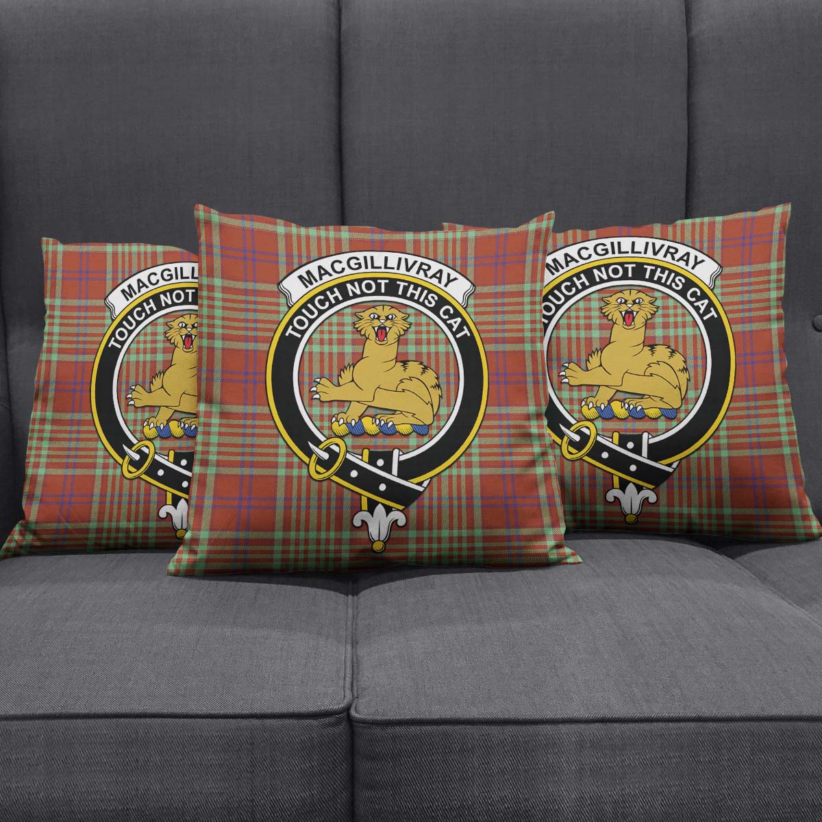 MacGillivray Hunting Ancient Tartan Pillow Cover with Family Crest Square Pillow Cover - Tartanvibesclothing