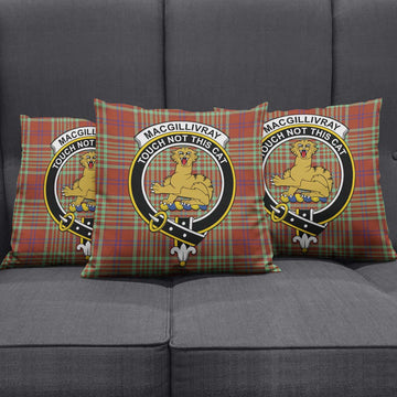 MacGillivray Hunting Ancient Tartan Pillow Cover with Family Crest