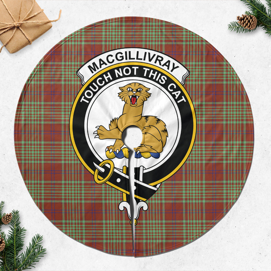 MacGillivray Hunting Ancient Tartan Christmas Tree Skirt with Family Crest - Tartanvibesclothing