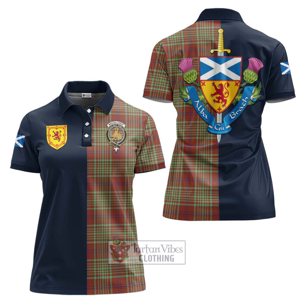 Tartan Vibes Clothing MacGillivray Hunting Ancient Tartan Women's Polo Shirt with Scottish Lion Royal Arm Half Style