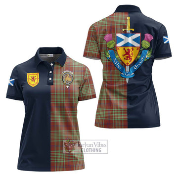 MacGillivray Hunting Ancient Tartan Women's Polo Shirt Alba with Scottish Lion Royal Arm Half Style