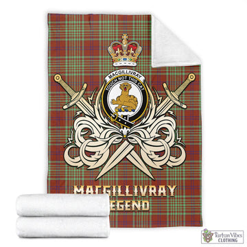 MacGillivray Hunting Ancient Tartan Blanket with Clan Crest and the Golden Sword of Courageous Legacy