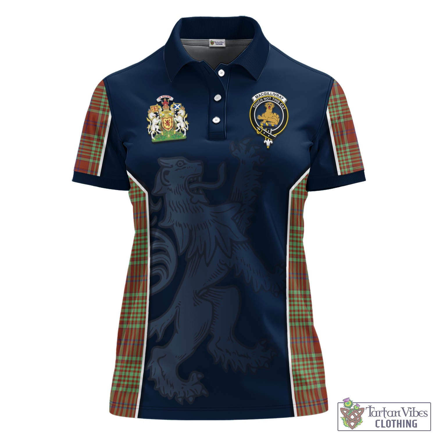 MacGillivray Hunting Ancient Tartan Women's Polo Shirt with Family Crest and Lion Rampant Vibes Sport Style - Tartan Vibes Clothing