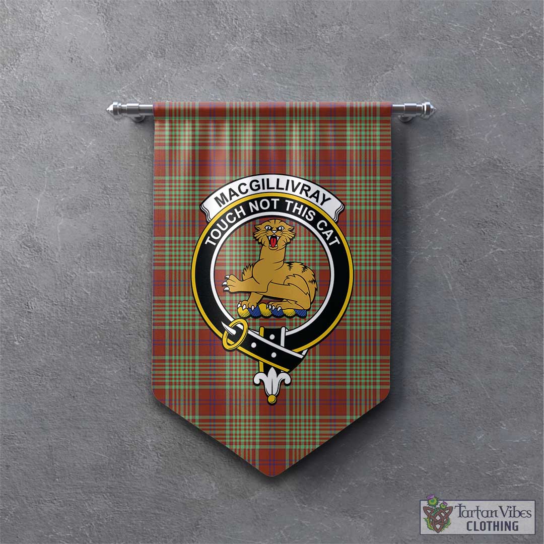 Tartan Vibes Clothing MacGillivray Hunting Ancient Tartan Gonfalon, Tartan Banner with Family Crest