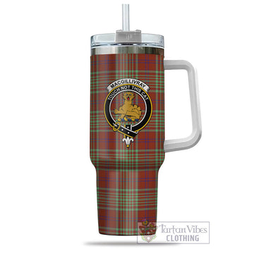 MacGillivray Hunting Ancient Tartan and Family Crest Tumbler with Handle