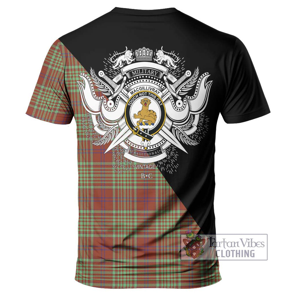 MacGillivray Hunting Ancient Tartan T-Shirt with Family Crest and Military Logo Style - Tartanvibesclothing Shop