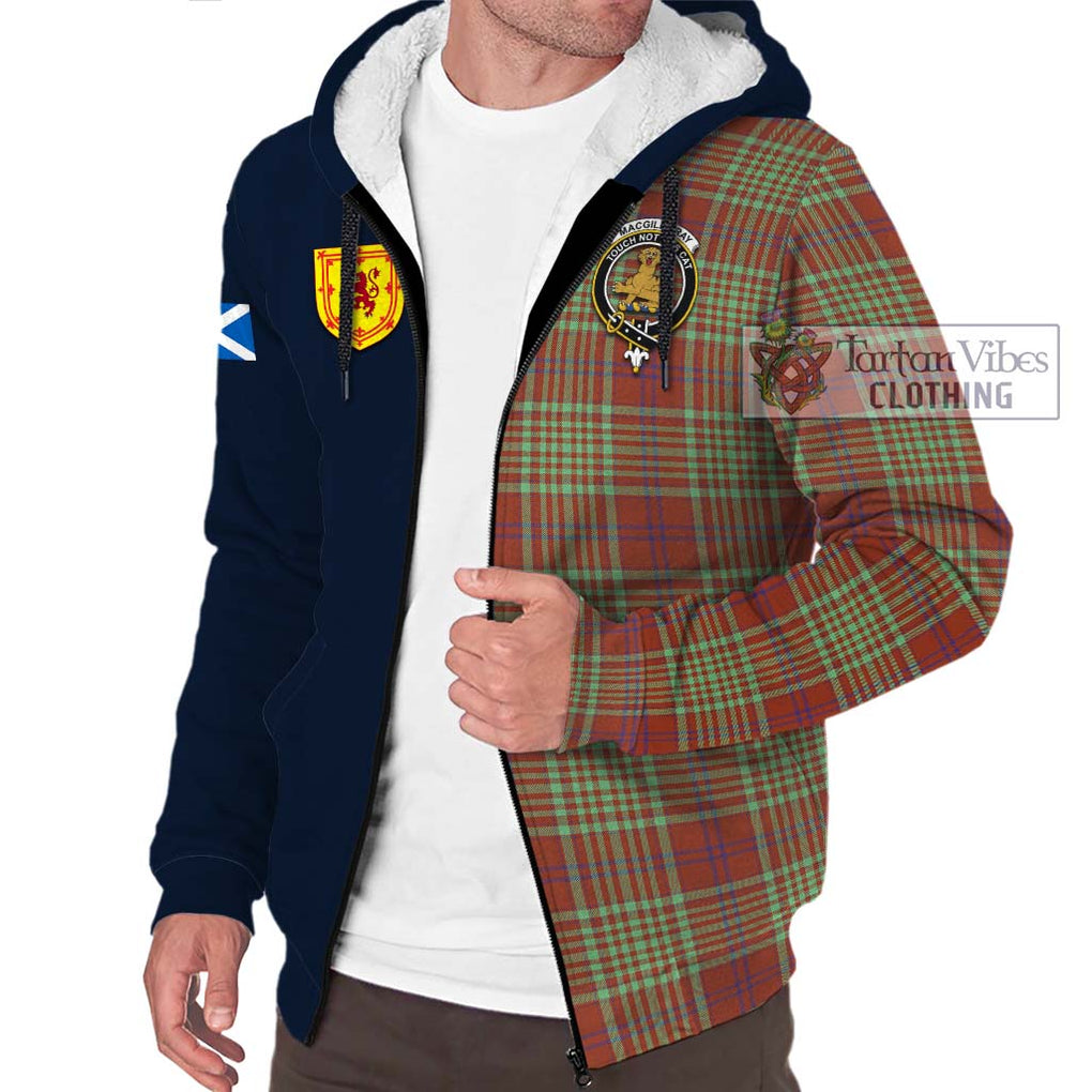 Tartan Vibes Clothing MacGillivray Hunting Ancient Tartan Sherpa Hoodie with Scottish Lion Royal Arm Half Style