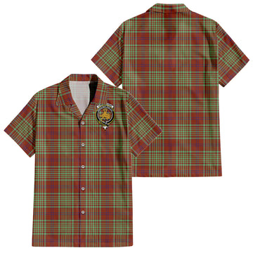 MacGillivray Hunting Ancient Tartan Short Sleeve Button Down Shirt with Family Crest