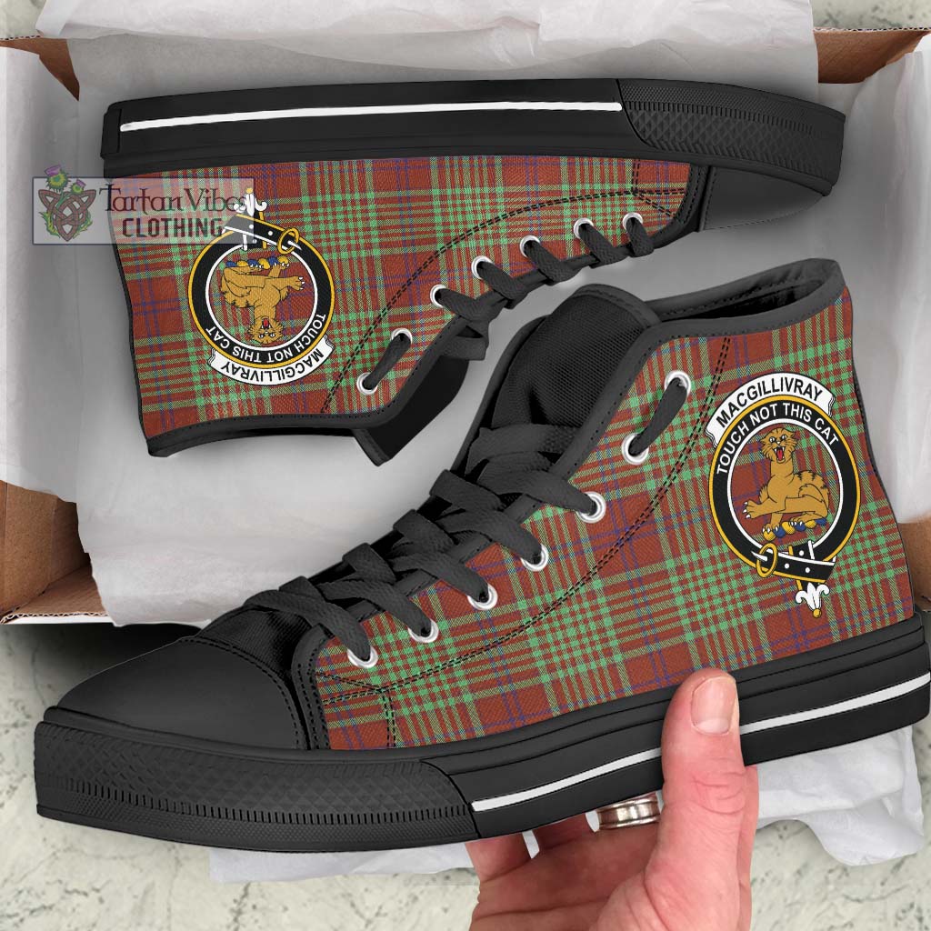 Tartan Vibes Clothing MacGillivray Hunting Ancient Tartan High Top Shoes with Family Crest