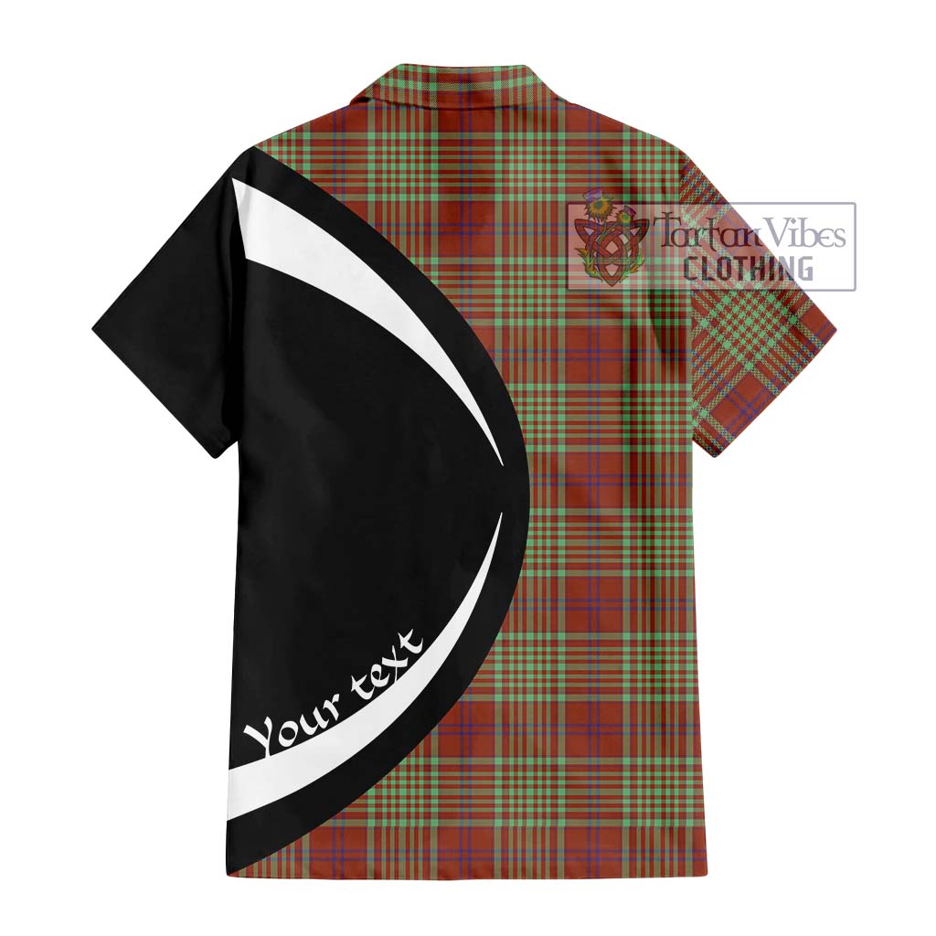 MacGillivray Hunting Ancient Tartan Short Sleeve Button Up with Family Crest Circle Style - Tartan Vibes Clothing