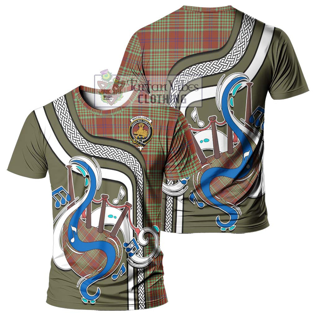 MacGillivray Hunting Ancient Tartan T-Shirt with Epic Bagpipe Style - Tartanvibesclothing Shop