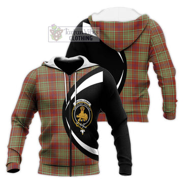 MacGillivray Hunting Ancient Tartan Knitted Hoodie with Family Crest Circle Style