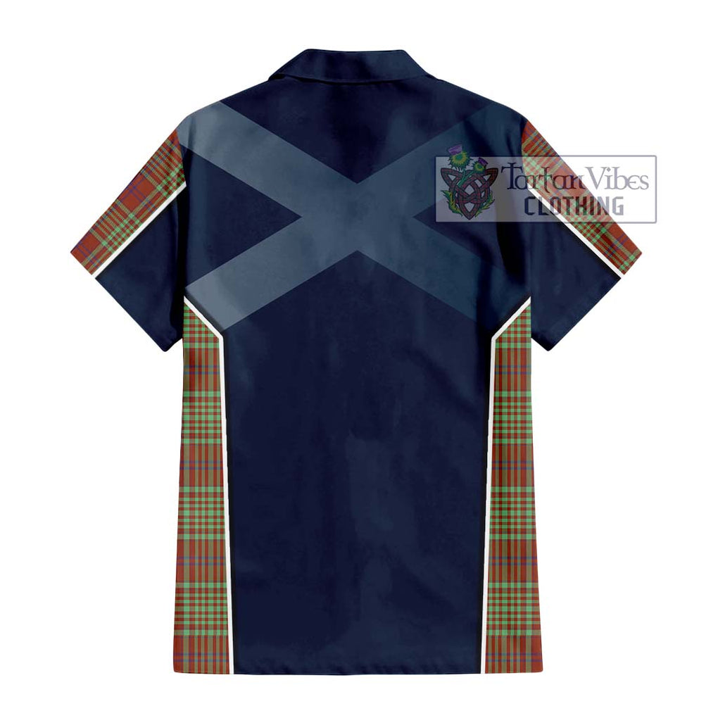 MacGillivray Hunting Ancient Tartan Short Sleeve Button Shirt with Family Crest and Lion Rampant Vibes Sport Style - Tartan Vibes Clothing