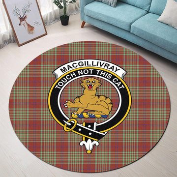 MacGillivray Hunting Ancient Tartan Round Rug with Family Crest