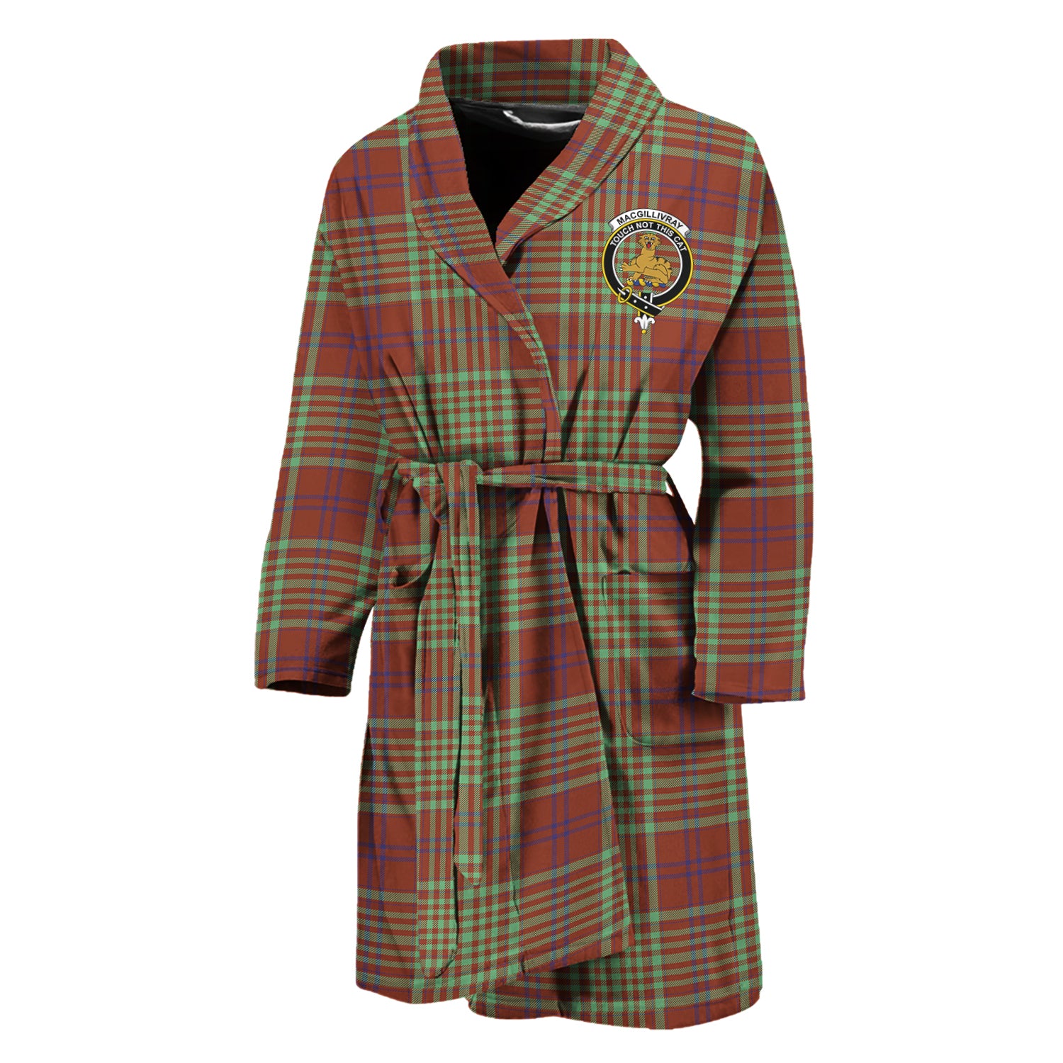 MacGillivray Hunting Ancient Tartan Bathrobe with Family Crest Unisex M - Tartan Vibes Clothing