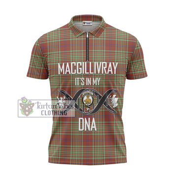 MacGillivray Hunting Ancient Tartan Zipper Polo Shirt with Family Crest DNA In Me Style