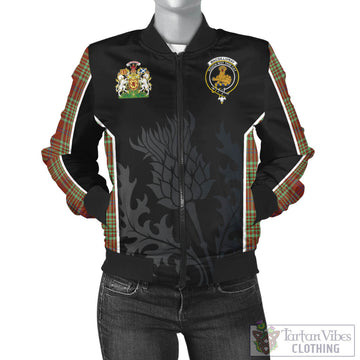 MacGillivray Hunting Ancient Tartan Bomber Jacket with Family Crest and Scottish Thistle Vibes Sport Style