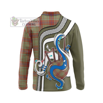 MacGillivray Hunting Ancient Tartan Long Sleeve Polo Shirt with Epic Bagpipe Style