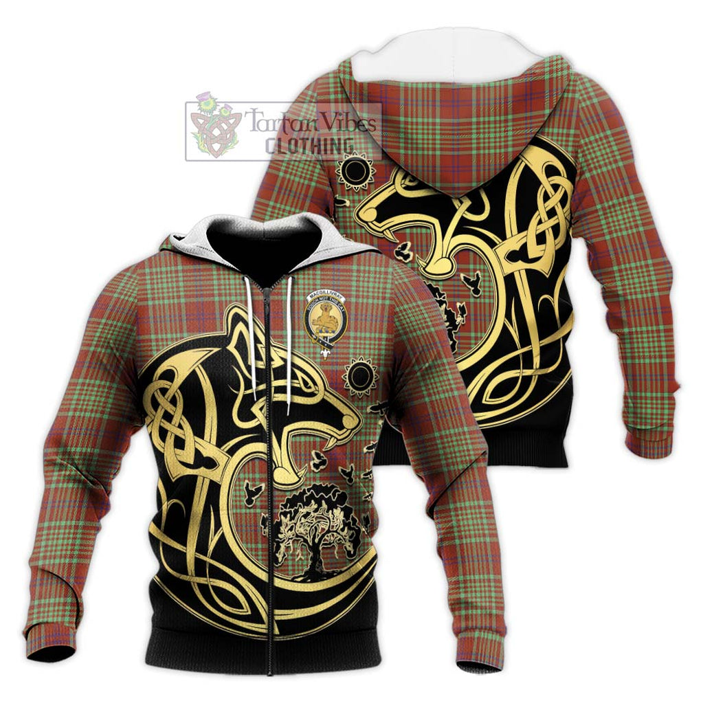 MacGillivray Hunting Ancient Tartan Knitted Hoodie with Family Crest Celtic Wolf Style Unisex Knitted Zip Hoodie - Tartan Vibes Clothing