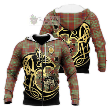 MacGillivray Hunting Ancient Tartan Knitted Hoodie with Family Crest Celtic Wolf Style