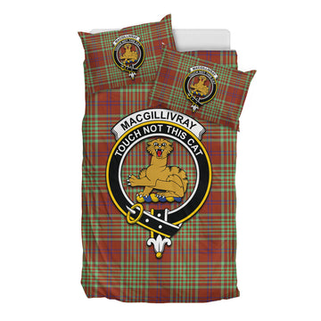 MacGillivray Hunting Ancient Tartan Bedding Set with Family Crest