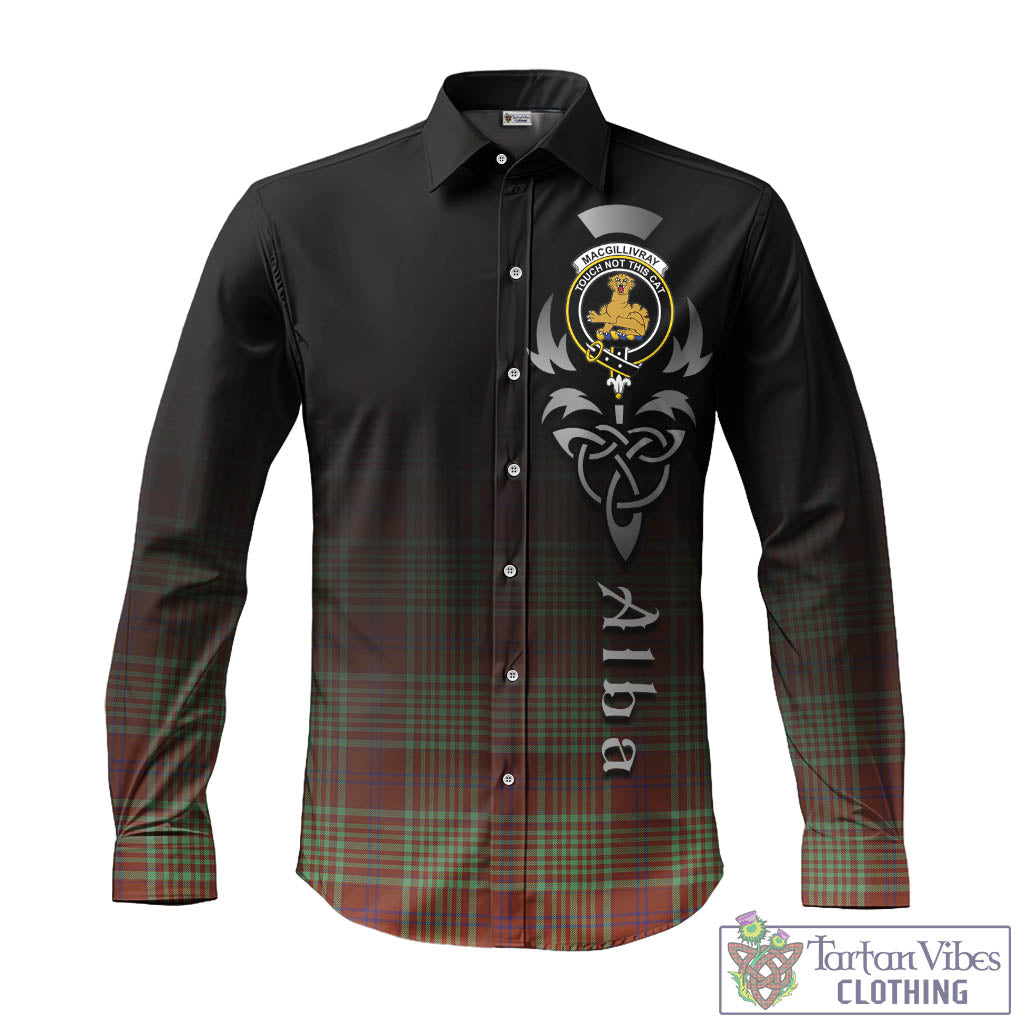 Tartan Vibes Clothing MacGillivray Hunting Ancient Tartan Long Sleeve Button Up Featuring Alba Gu Brath Family Crest Celtic Inspired