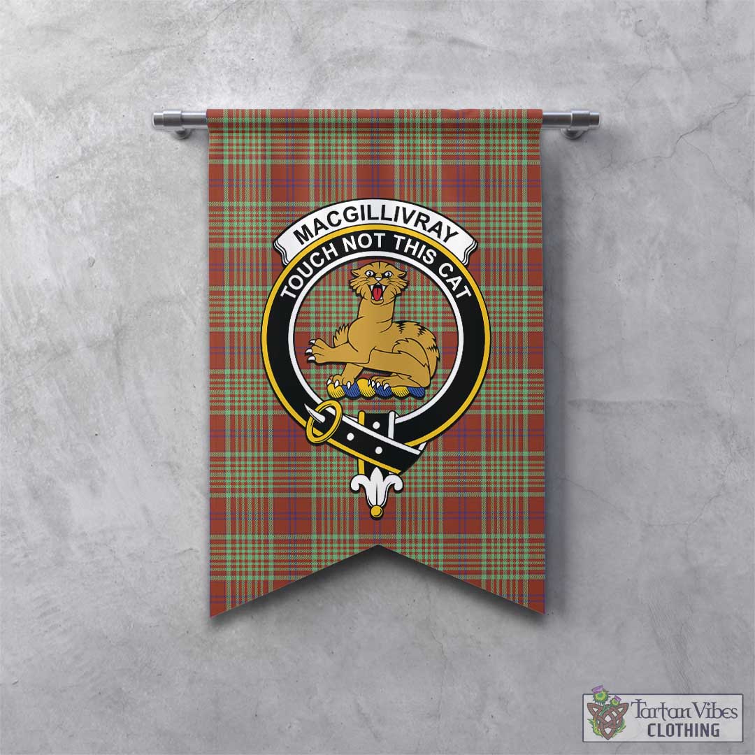 Tartan Vibes Clothing MacGillivray Hunting Ancient Tartan Gonfalon, Tartan Banner with Family Crest