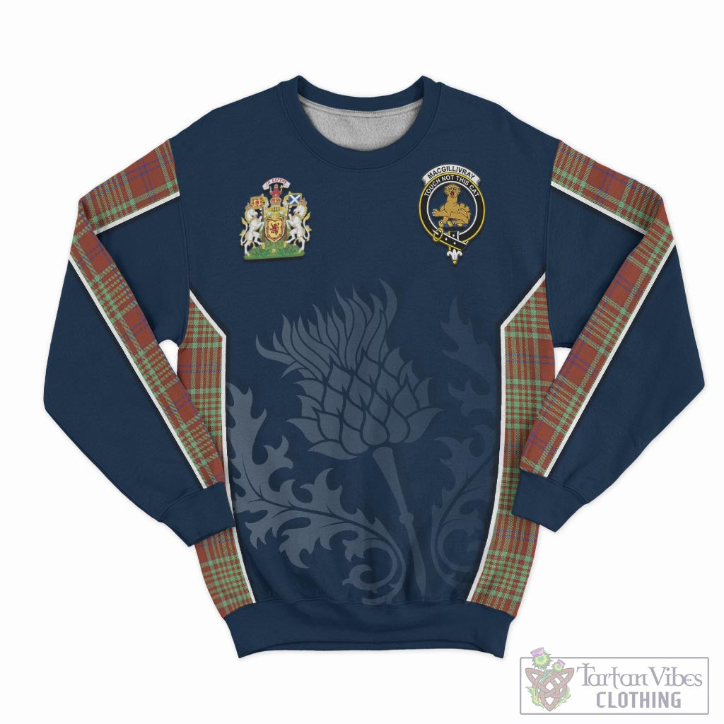 Tartan Vibes Clothing MacGillivray Hunting Ancient Tartan Sweatshirt with Family Crest and Scottish Thistle Vibes Sport Style