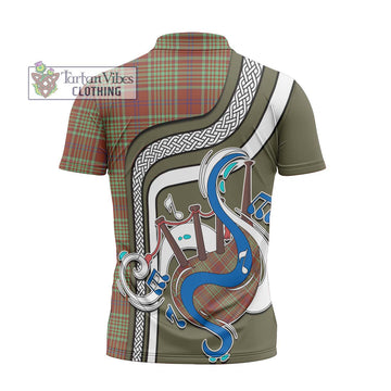 MacGillivray Hunting Ancient Tartan Zipper Polo Shirt with Epic Bagpipe Style