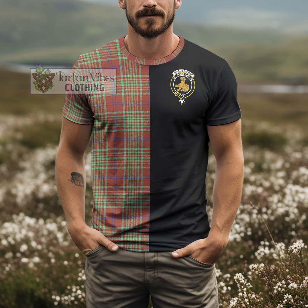 MacGillivray Hunting Ancient Tartan T-Shirt with Family Crest and Half Of Me Style - Tartanvibesclothing Shop