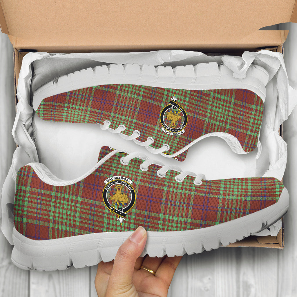 MacGillivray Hunting Ancient Tartan Sneakers with Family Crest - Tartan Vibes Clothing