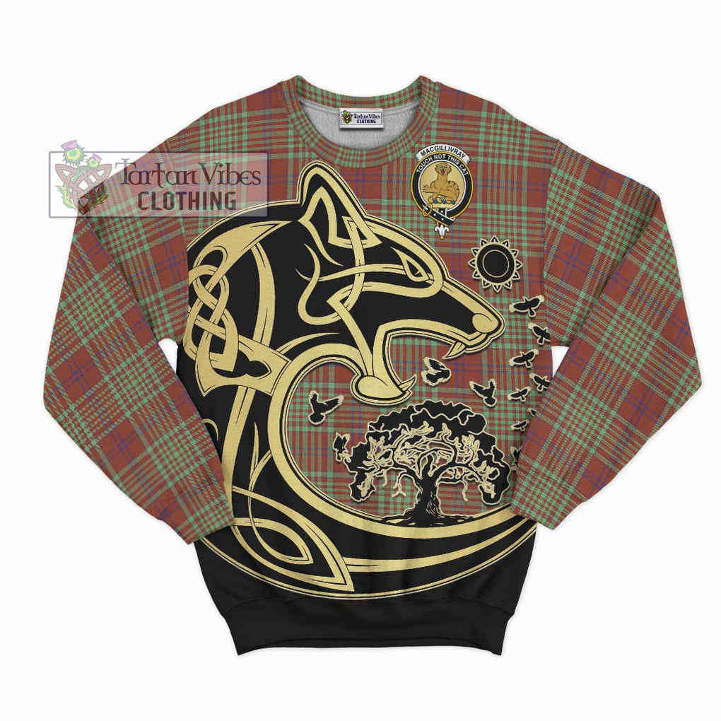 MacGillivray Hunting Ancient Tartan Sweatshirt with Family Crest Celtic Wolf Style - Tartan Vibes Clothing