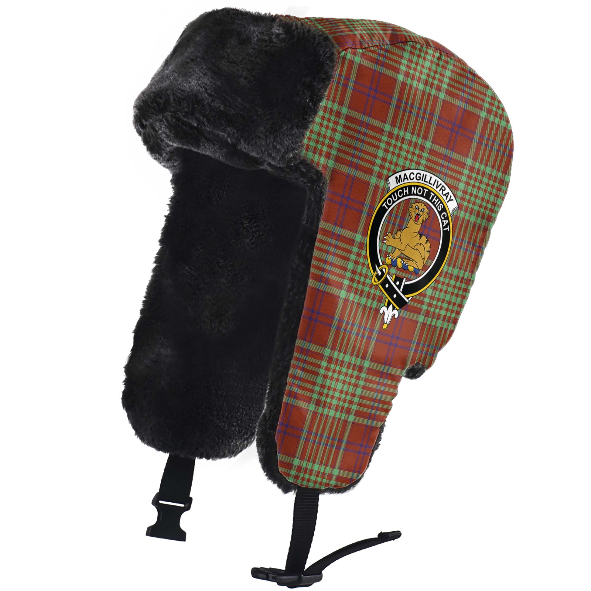 MacGillivray Hunting Ancient Tartan Winter Trapper Hat with Family Crest - Tartanvibesclothing