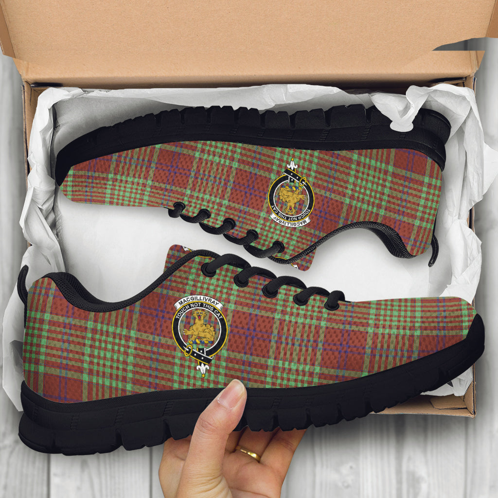 MacGillivray Hunting Ancient Tartan Sneakers with Family Crest - Tartan Vibes Clothing