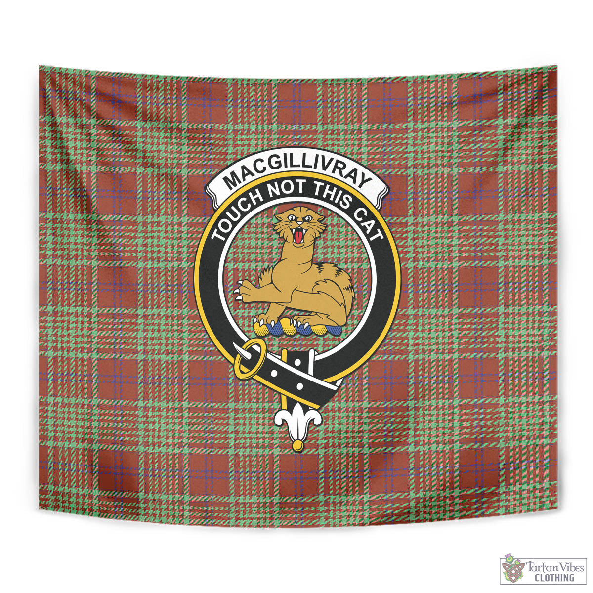 Tartan Vibes Clothing MacGillivray Hunting Ancient Tartan Tapestry Wall Hanging and Home Decor for Room with Family Crest