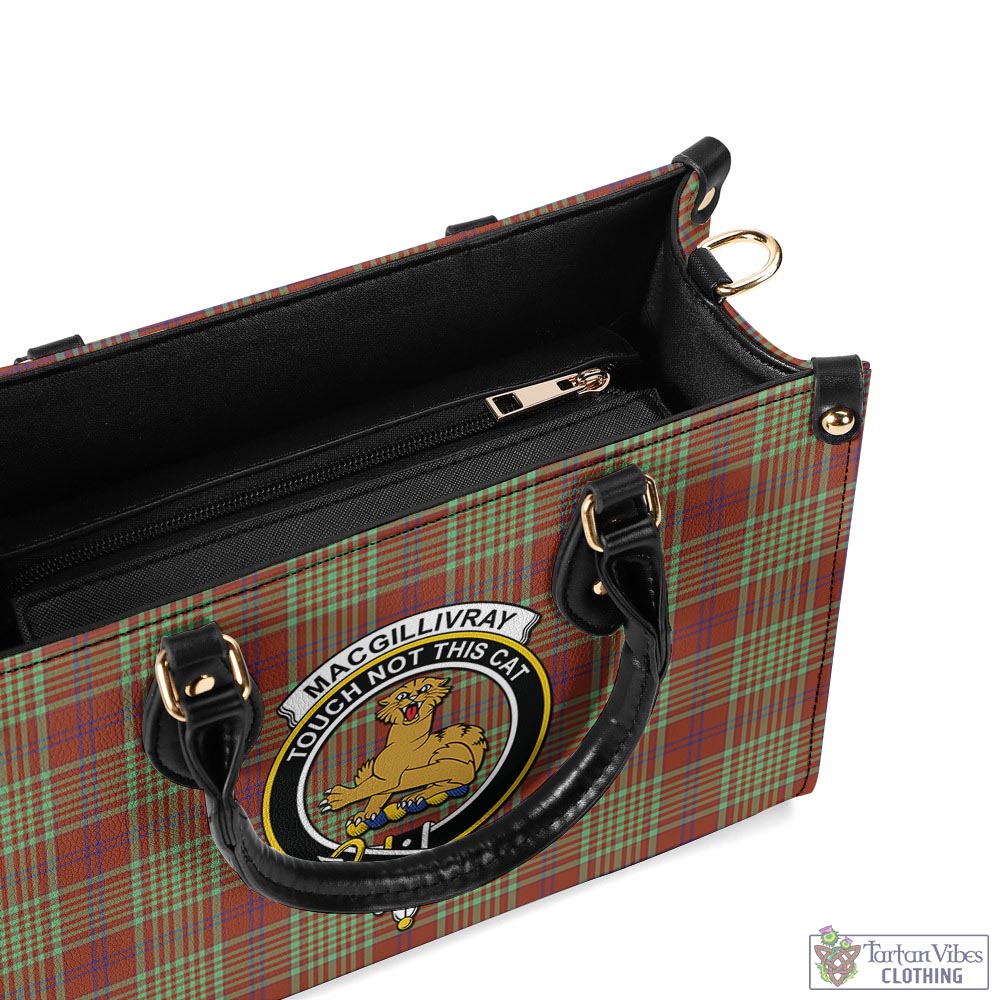 Tartan Vibes Clothing MacGillivray Hunting Ancient Tartan Luxury Leather Handbags with Family Crest