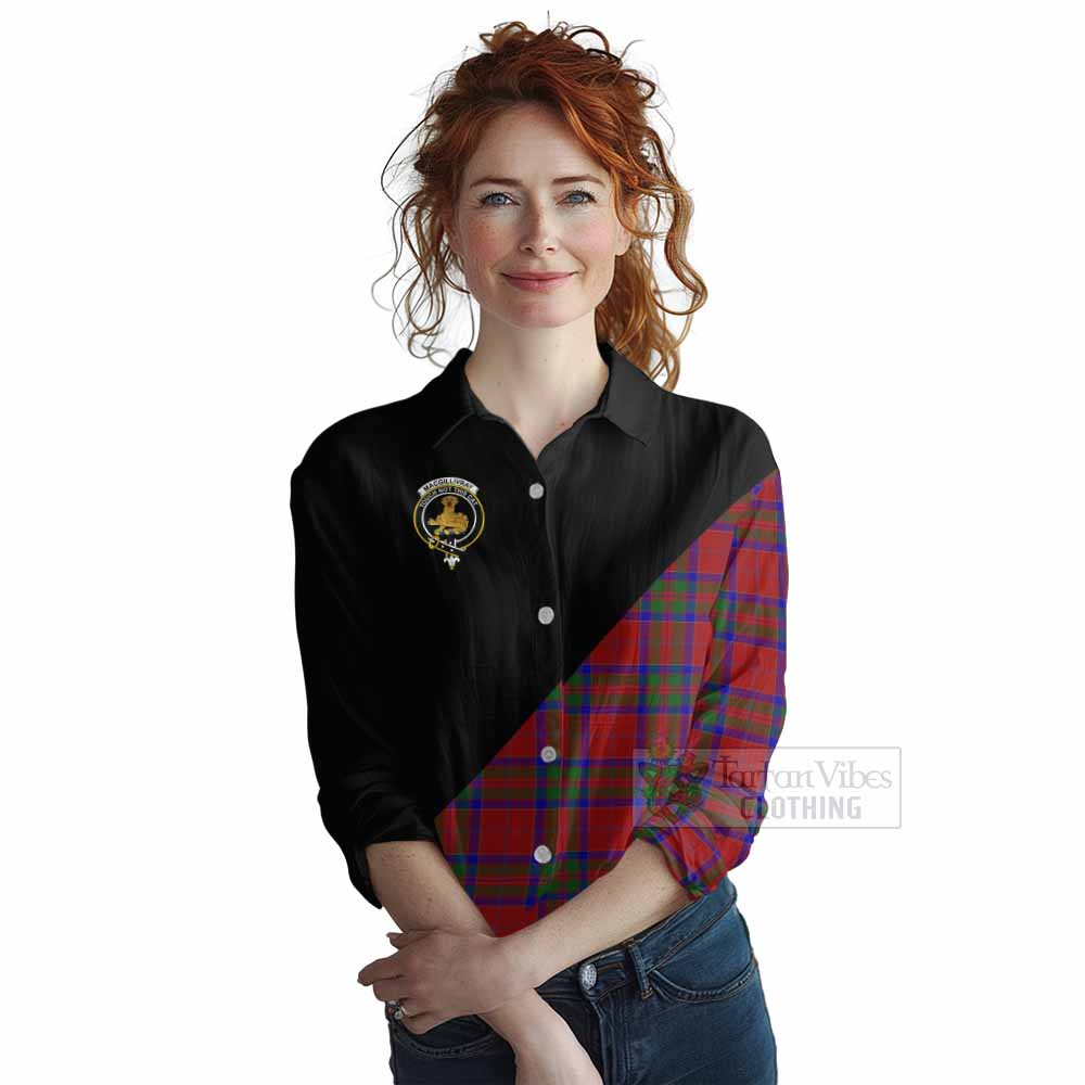 Tartan Vibes Clothing MacGillivray (McGillivray) Tartan Women's Casual Shirt with Family Crest and Military Logo Style