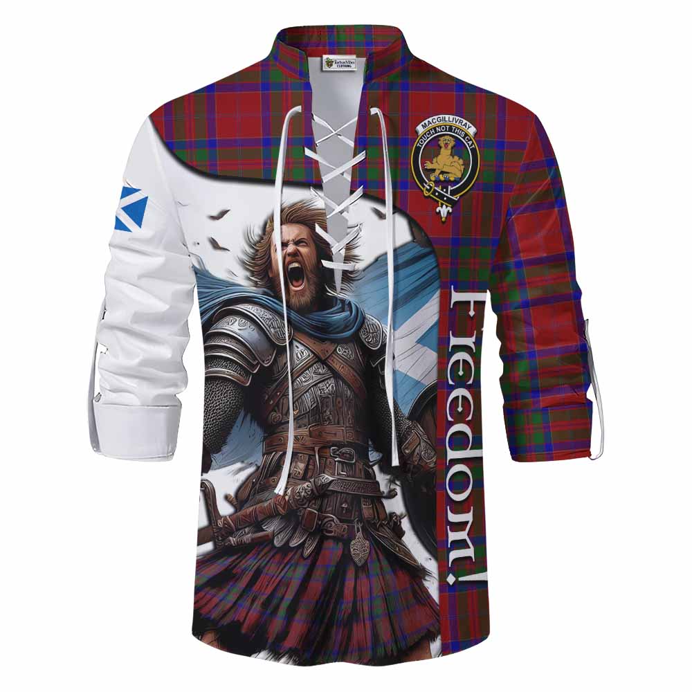 Tartan Vibes Clothing MacGillivray (McGillivray) Crest Tartan Ghillie Kilt Shirt Inspired by the Freedom of Scottish Warrior