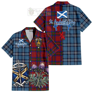 MacGillivray (McGillivray) Tartan Short Sleeve Button Shirt Happy St. Andrew's Day Half Tartan Style